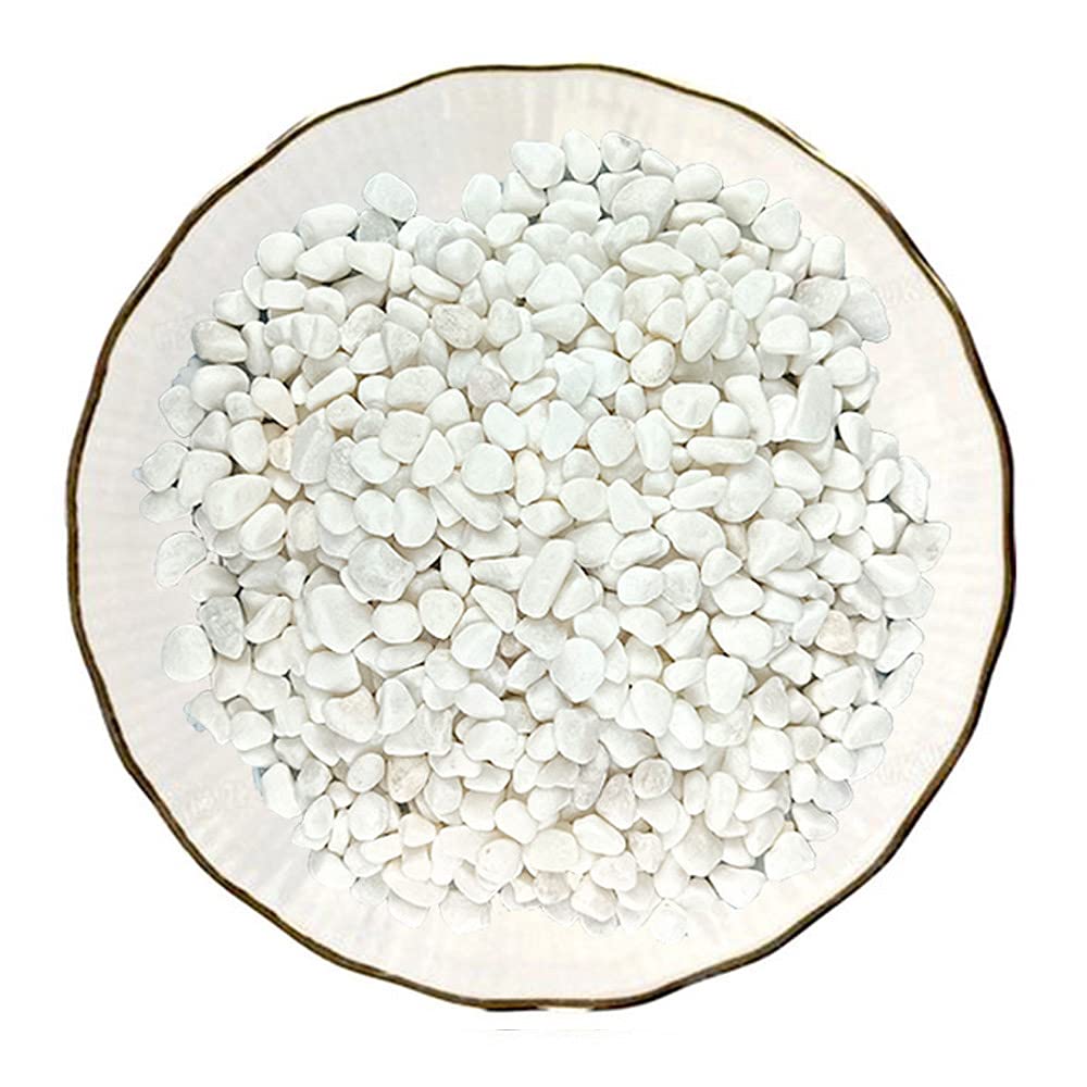 Gexmile Grava para Acuarios Piedras Decorativas para Peceras de Acuario Grano Grava Jardín para Maceta Jardín Blanco Diámetro 6-9mm 1kg