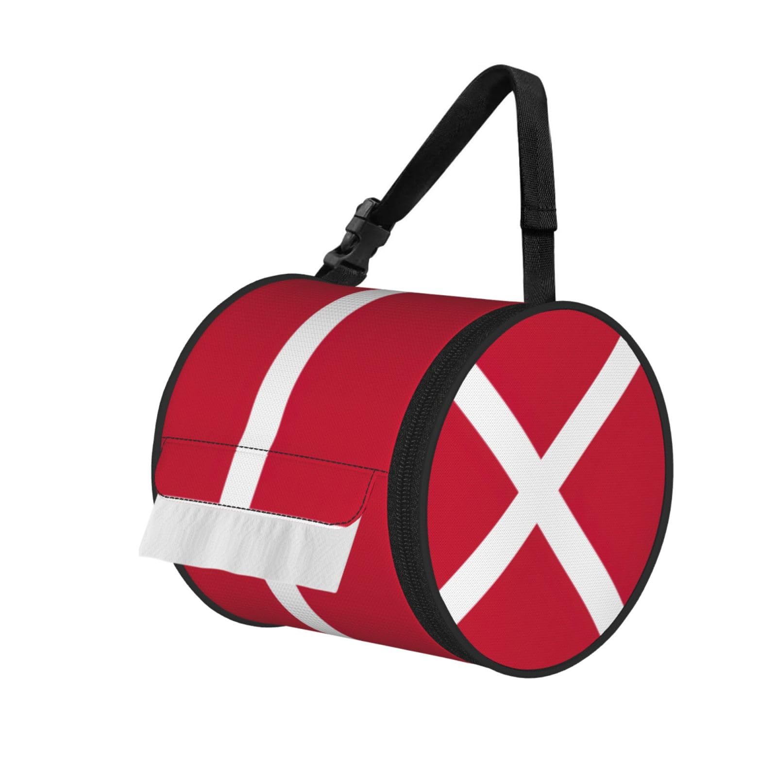 Danish flag Printed Portable Tissue Roll Case, Standard-Size Fit, Oxford Cloth for Wall Camping Backpack