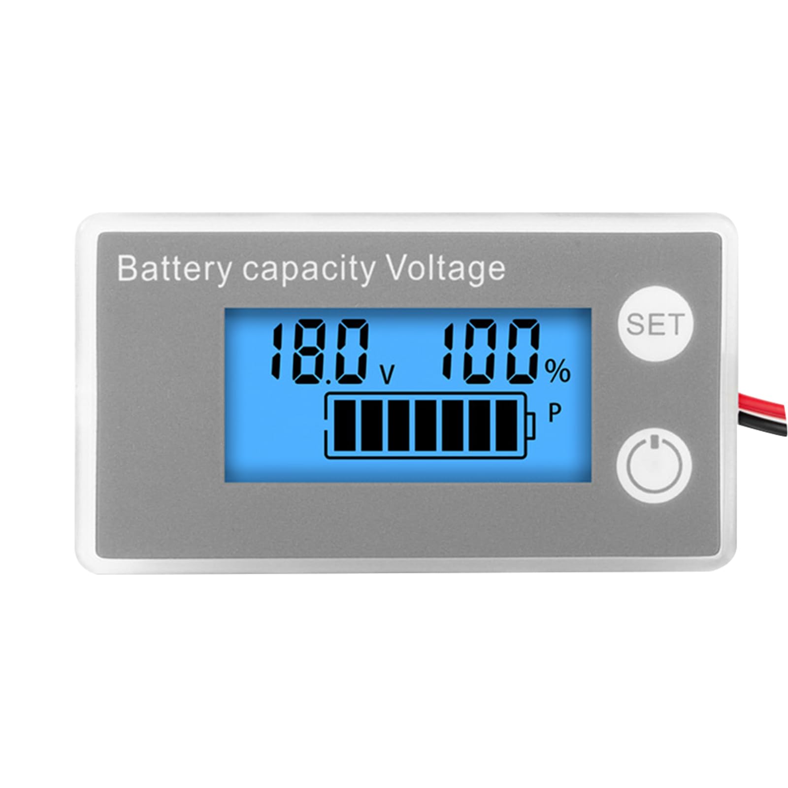 Hzbb White Shell Blue Plu Dc8-100V Two Wire Voltage Meter Digital Voltmeter With Percentage Display Backlit Volttester Gauge Voltmetremonitor Voltage Panel Tester