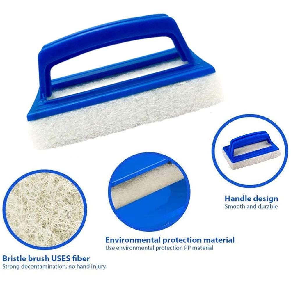 Lot De 3 Brosses à éponge Pour Piscine – Avec Manche Et Tampons Remplaçables – Pour Nettoyer Lignes D’eau, Parois, Spas - 3