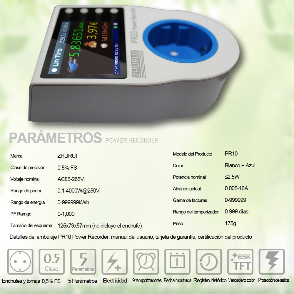 ZRPR10-C EU16A Medición de energía del enchufe/enchufe del medidor de energía/medidor de electricidad
