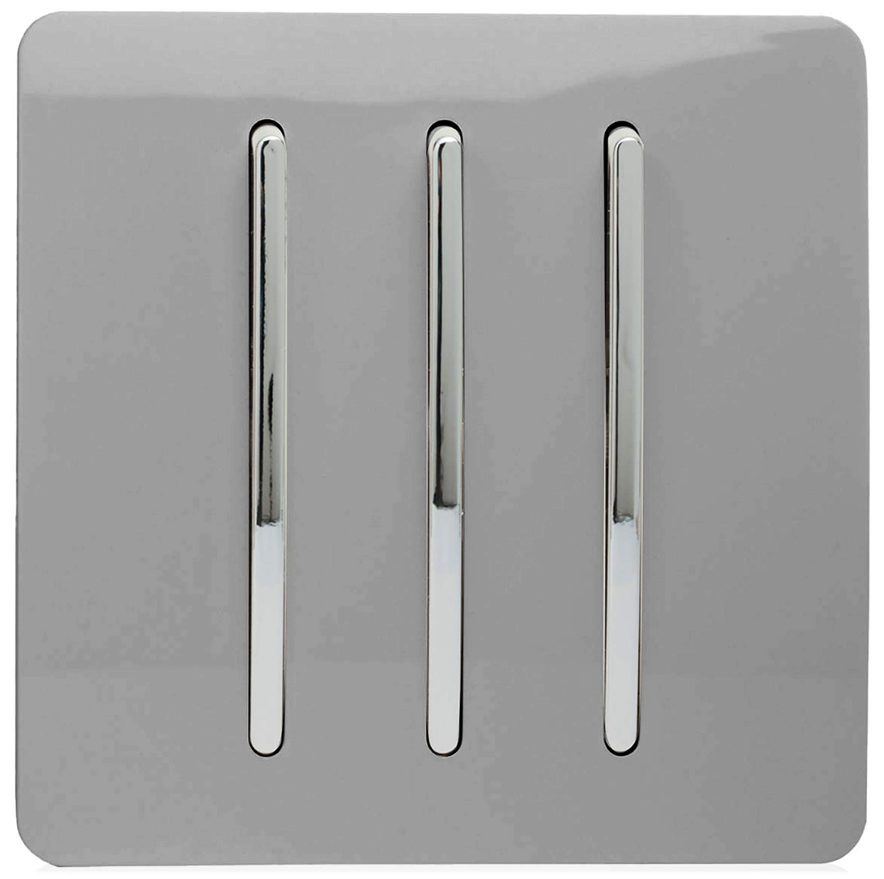 Trendi 3 Gang 1 Way Artistic Modern Glossy 10 Amp Rocker Tactile Light Switch