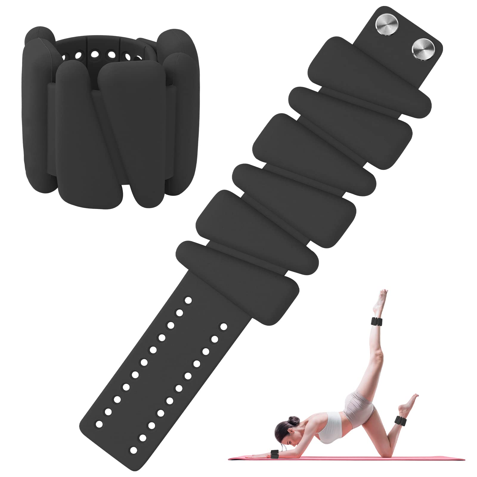 Wrist Weights Set of 2, Wearable Ankle and Wrist Weights for Women & Men, Adjustable Silicone Hand Weights for Yoga, Dance, Outdoor Exercise etc, 2 Pounds