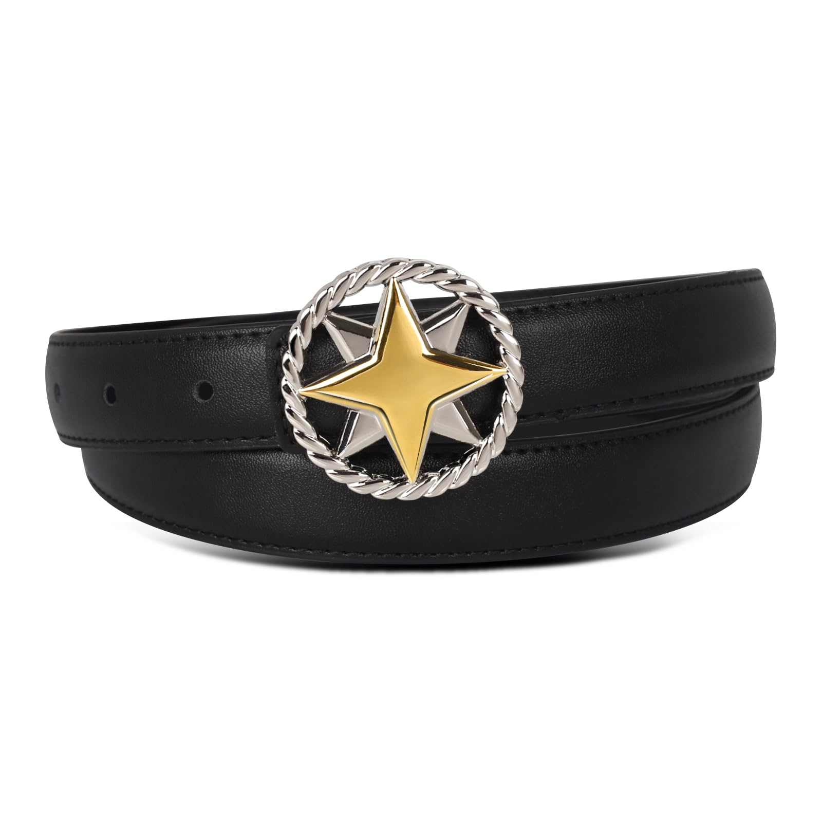 Women's Leather Belt with Buckle - Ideal for Dresses, Jeans, and Coats