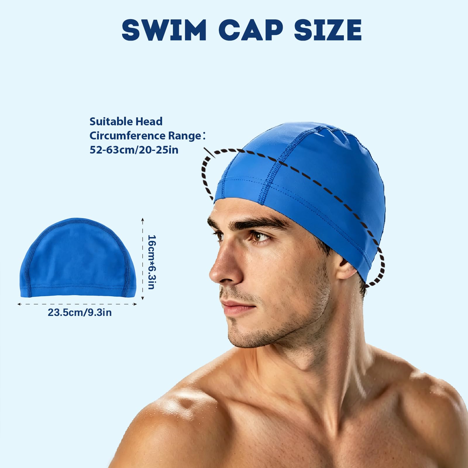 Gorro de natación para hombres y mujeres adultos, gorro de natación de tela de alta elasticidad, gorro de natación de licra no impermeable
