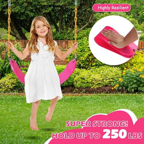 Image of Sunnyglade 2PCS Swings Seats Heavy Duty with 66 inch Chain, Playground Swing Set Accessories Replacement with Snap Hooks, Support 250lb (2, Pink)