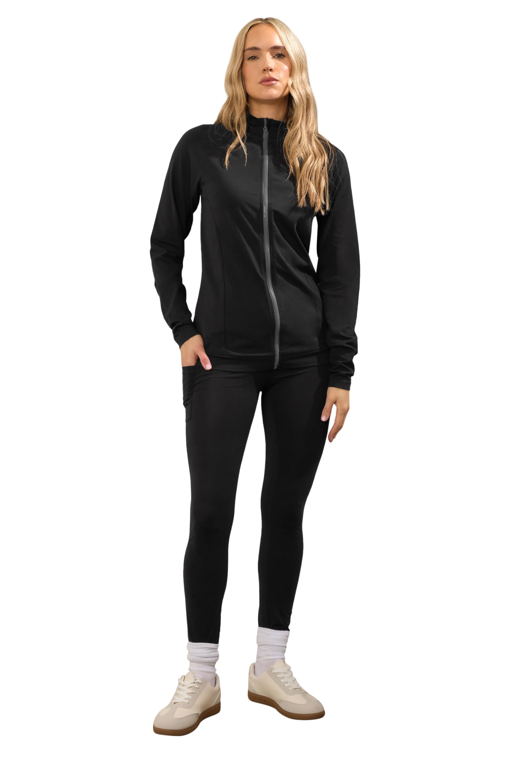 Long Tall Sally Women's Black - Lts Tall Cotton Zip Through Top Size 18