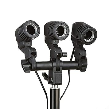 NEOHOOK 3 in 1 E27 Photo Studio Bulb Holder Base Socket Lamp Bulb Holder Adapter for Photo Video Studio Softbox Video Light - Black