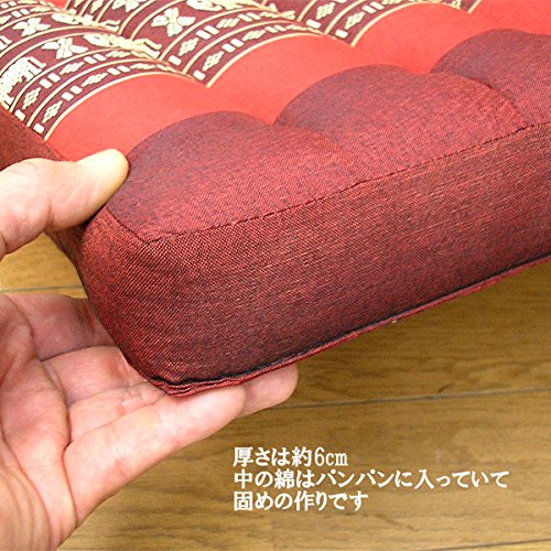 タイ座布団 Amazon.co.jp: タイの 座布団 正方形 38cm角 象さん柄 赤x朱 枕