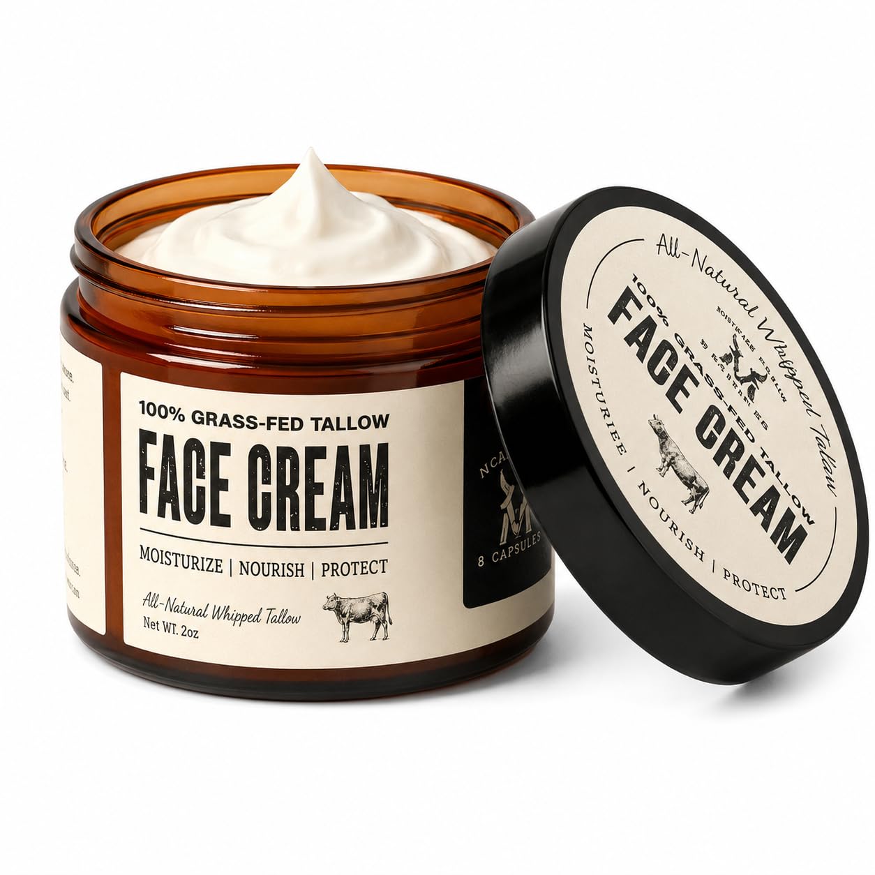 Mcbee Tallow Mcbee Beef Tallow for Face, Whipped Tallow Moisturizer for Deep Hydration, Natural Daily Facial Moisturizer for All Skin Types, 2 Oz