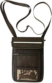 Travel Pouch Hanging Neck Wallet ID Passport Bag Credit Card Map Money Holder Organizer Case with RFID Blocking,Security Zipper