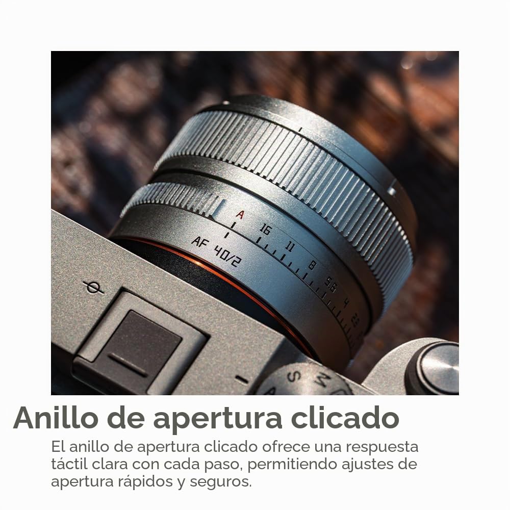 TTARTISAN AF 40mm F2 L Mount - Objetivo De Enfoque Automático, Gran Apertura, Compacto Y Ligero, Compatible con Cámaras De Montaje En L (Plateado)