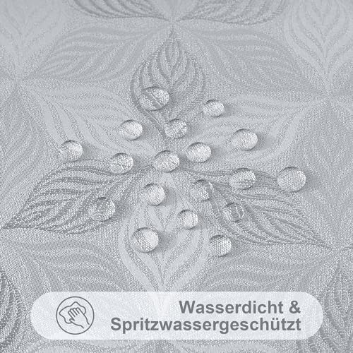 Homaxy Tovaglia lavabile, rettangolare, 100 x 140 cm, multifoglia, jacquard, antimacchia, facile da pulire, grigio - immagine 5