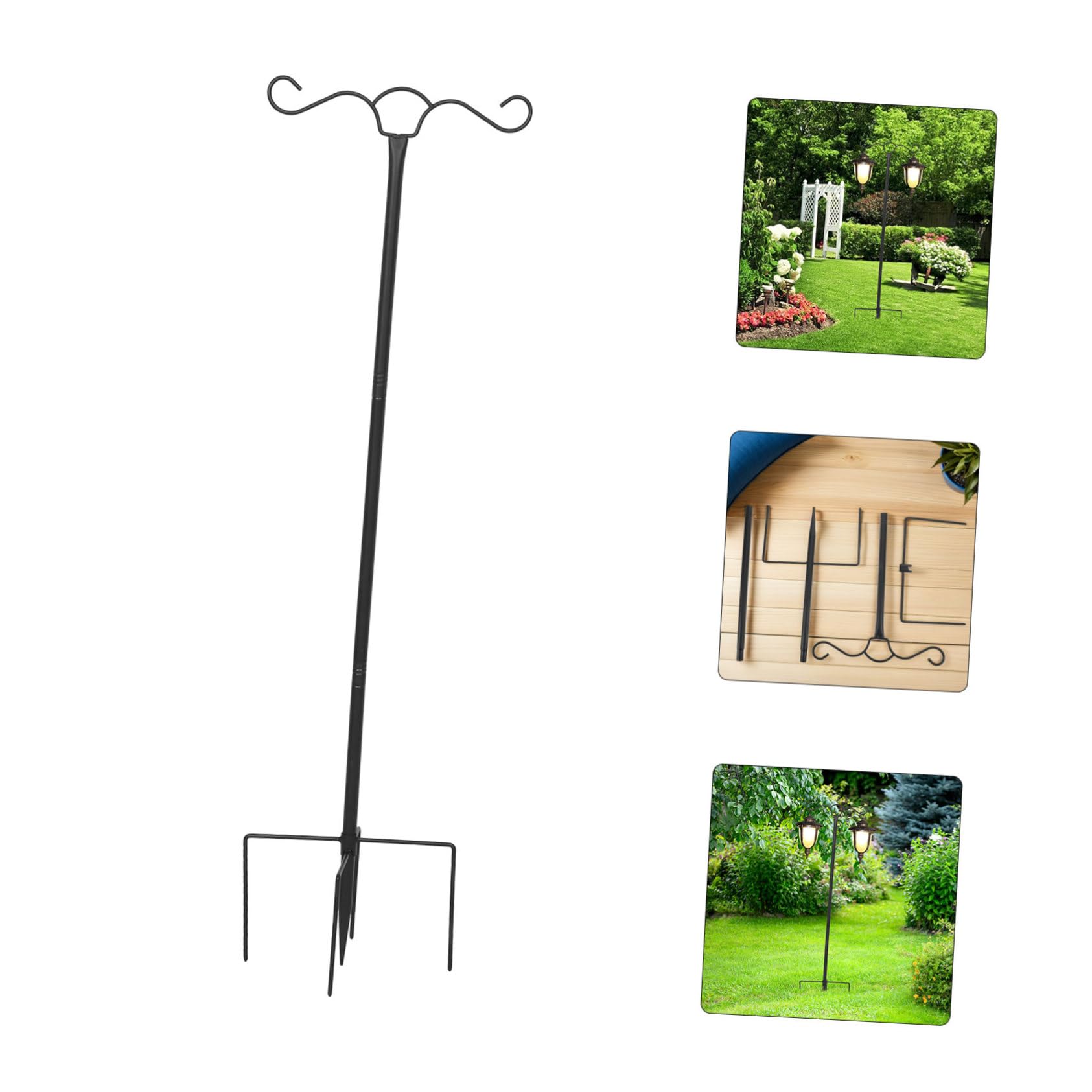 VILLCASE Illuminazione Esterna in Metallo Doppio Gancio da Pastore per Appendere Cesti Sospesi e Mangiatoie per Uccelli Supporto Robusto per Piante da Esterno e Lanterne da Giardino Facile