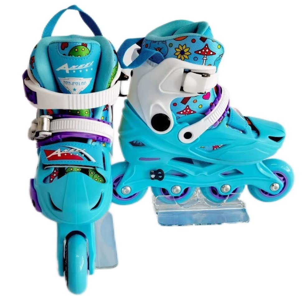 Children's Sports Skates Single Row Inline PU Roller Skates Professional Adjustable Roller Skates (Pink)