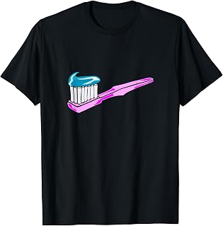 Cepillo de dientes rosa con pasta de dientes Camiseta