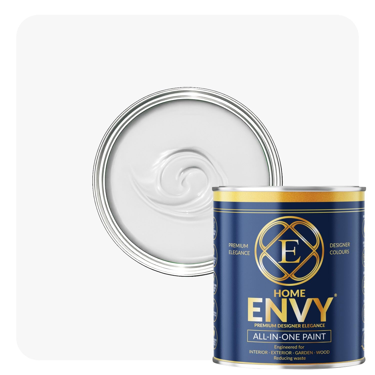 ENVY All-in-One Paint - High Coverage Paint for Interior & Exterior Walls, Wood & Furniture | Multi Surface Paint & Primer | Designer Colours For All Walls - All White - 2.5L - Matt