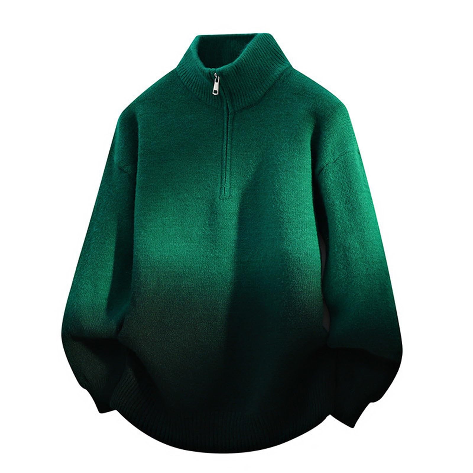 Generisch Jersey de invierno para hombre, cuello alto, media cremallera, jersey de trabajo, forro polar, corte ajustado, chaqueta de entretiempo, cuello alto, sudadera cómoda