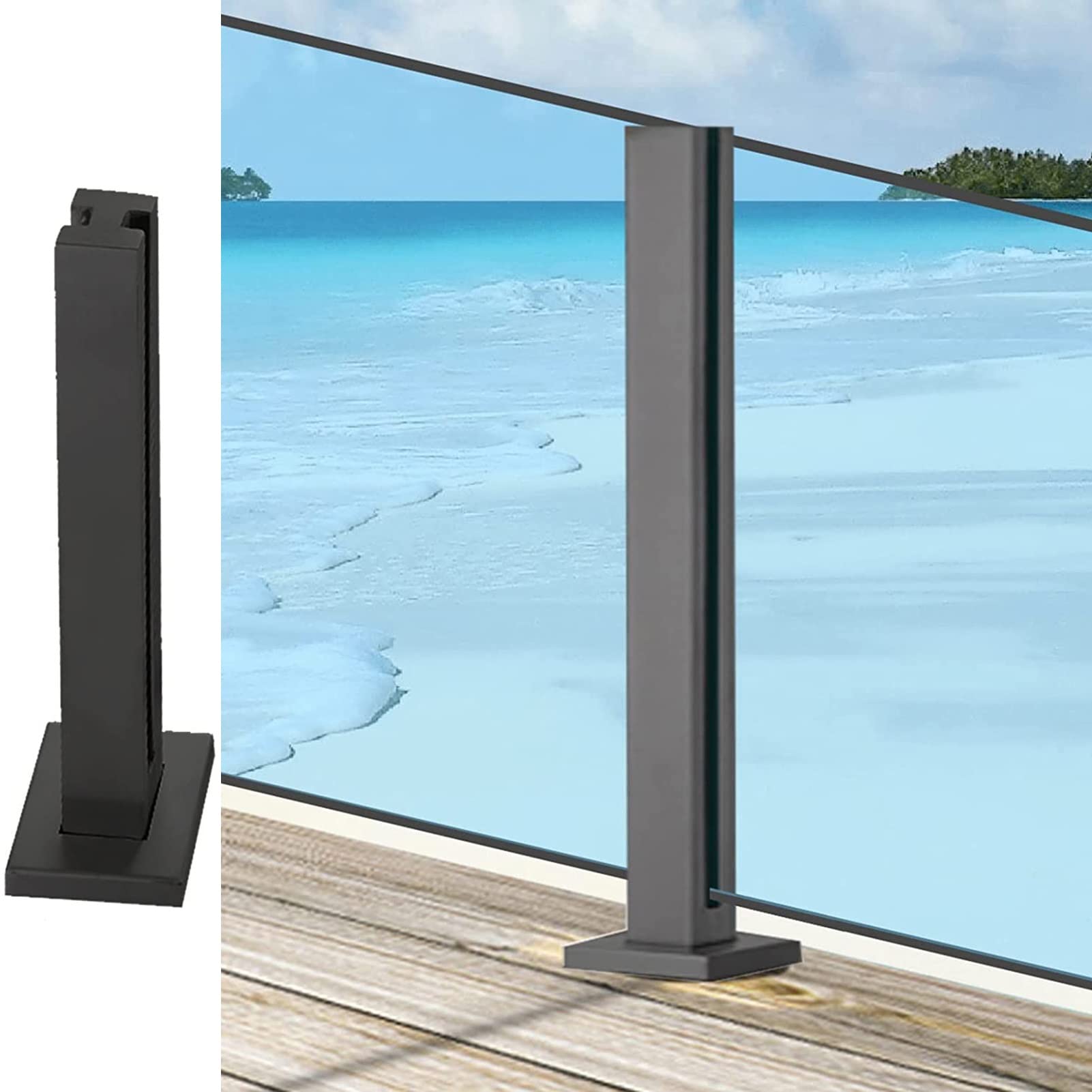 Poteau pour verre de garde-corps noir pour sublimer votre terrasse et jardin