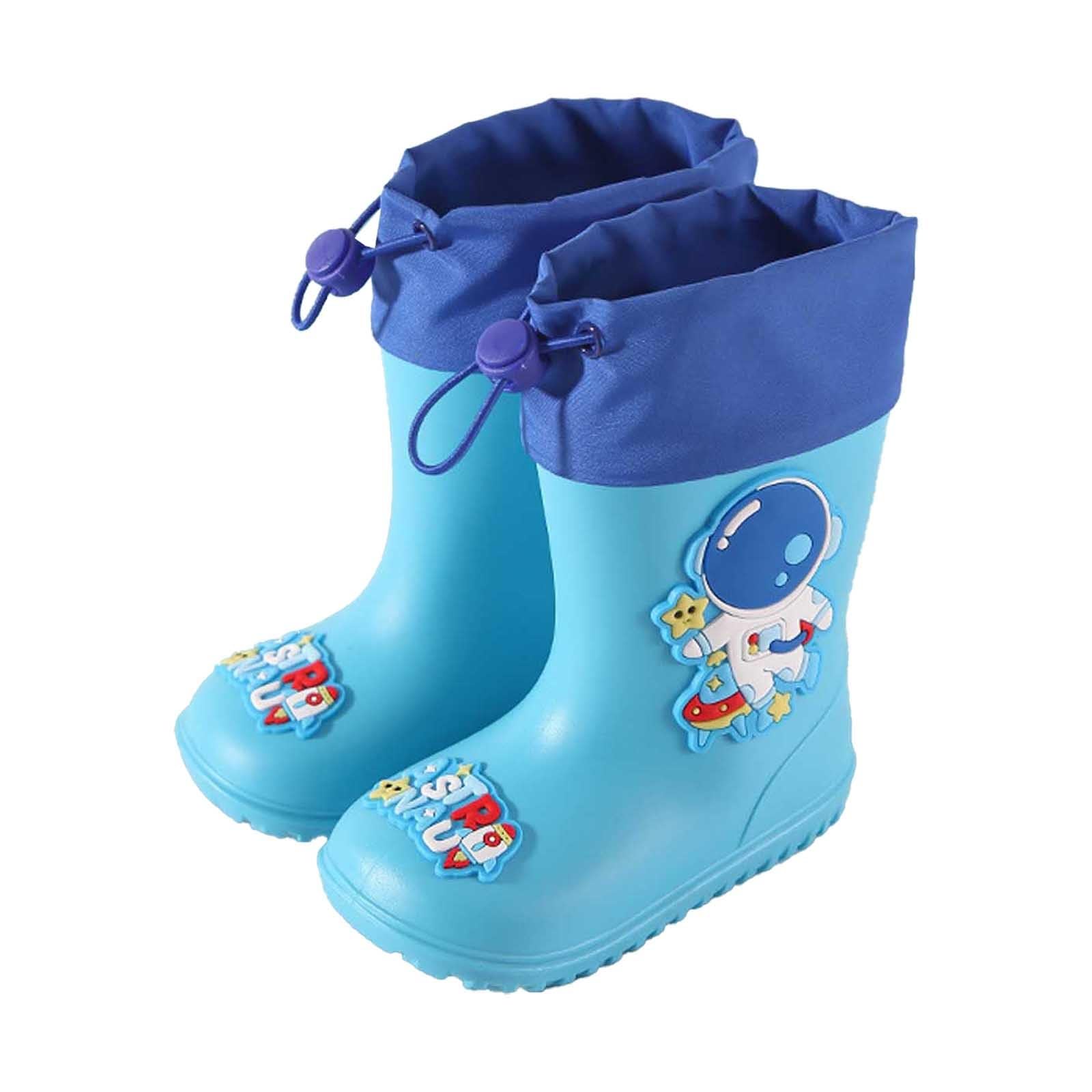 Botas niños fácil Poner Botas de Lluvia para niños y niñas, Antideslizantes, cómodas, para Jugar al Libre. (Blue, 33.5 Big Kids)
