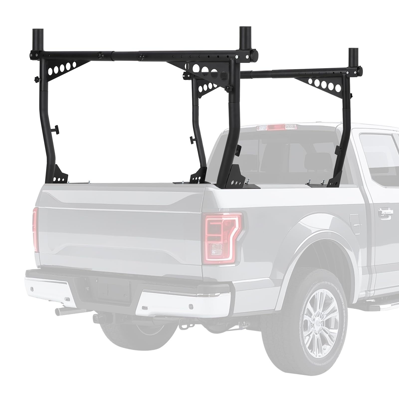Universeller, ausziehbarer LKW-Leiterträger, 132–208 cm verstellbar, LKW-Träger Truck Rack,454kg Tragkraft,bohrfreier,robuster Pickup-Träger für Kajaks, Holz, Leitern, Surfbretter und Dachgepäck