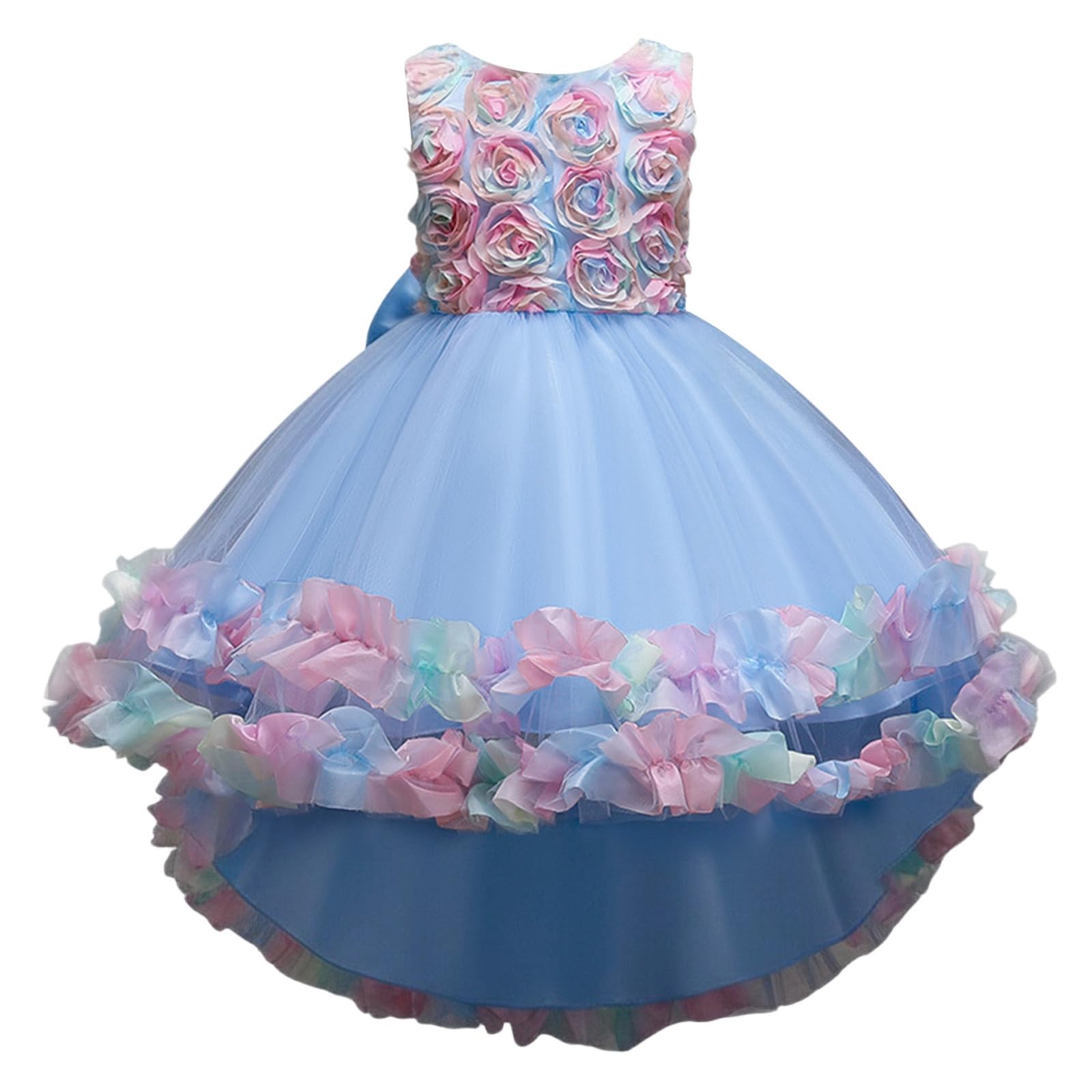 Abito da ballo in tulle, per bambini, alla moda, per ragazze, con scollo rotondo, elegante, da principessa, senza maniche, per feste, casual, per l'autunno