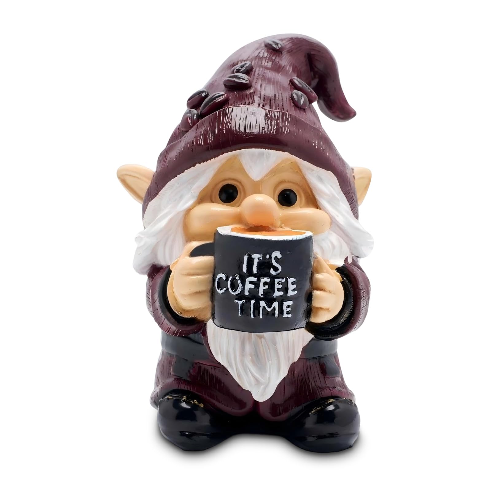 Garden Gnomes Outdoor, Gnomes Garden Ornaments Outdoor, Funny Barista Gnome with Coffee Cup, Garden Decorations, Coffee Accessories for Cafes Bar, Kitchen, Office Desk, Indoor