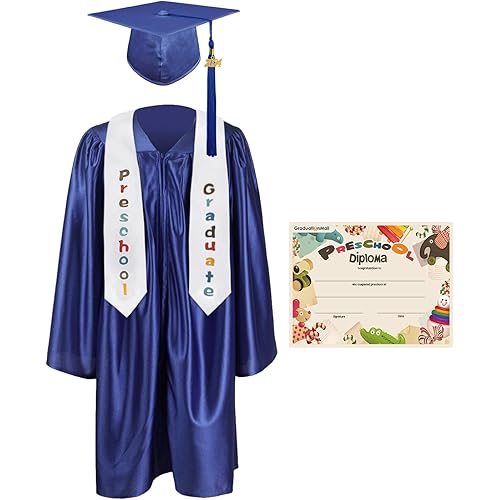 GraduationMall Preschool Graduation Cap Gown Stole Package with 2024 Tassel, Certificate
