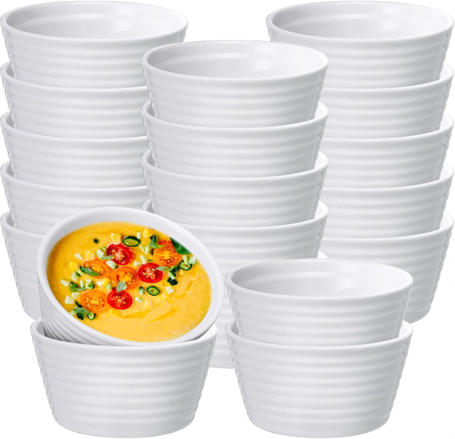 18 Pcs 8 oz Ramekins Set Porcelain Ramekins Bowls White