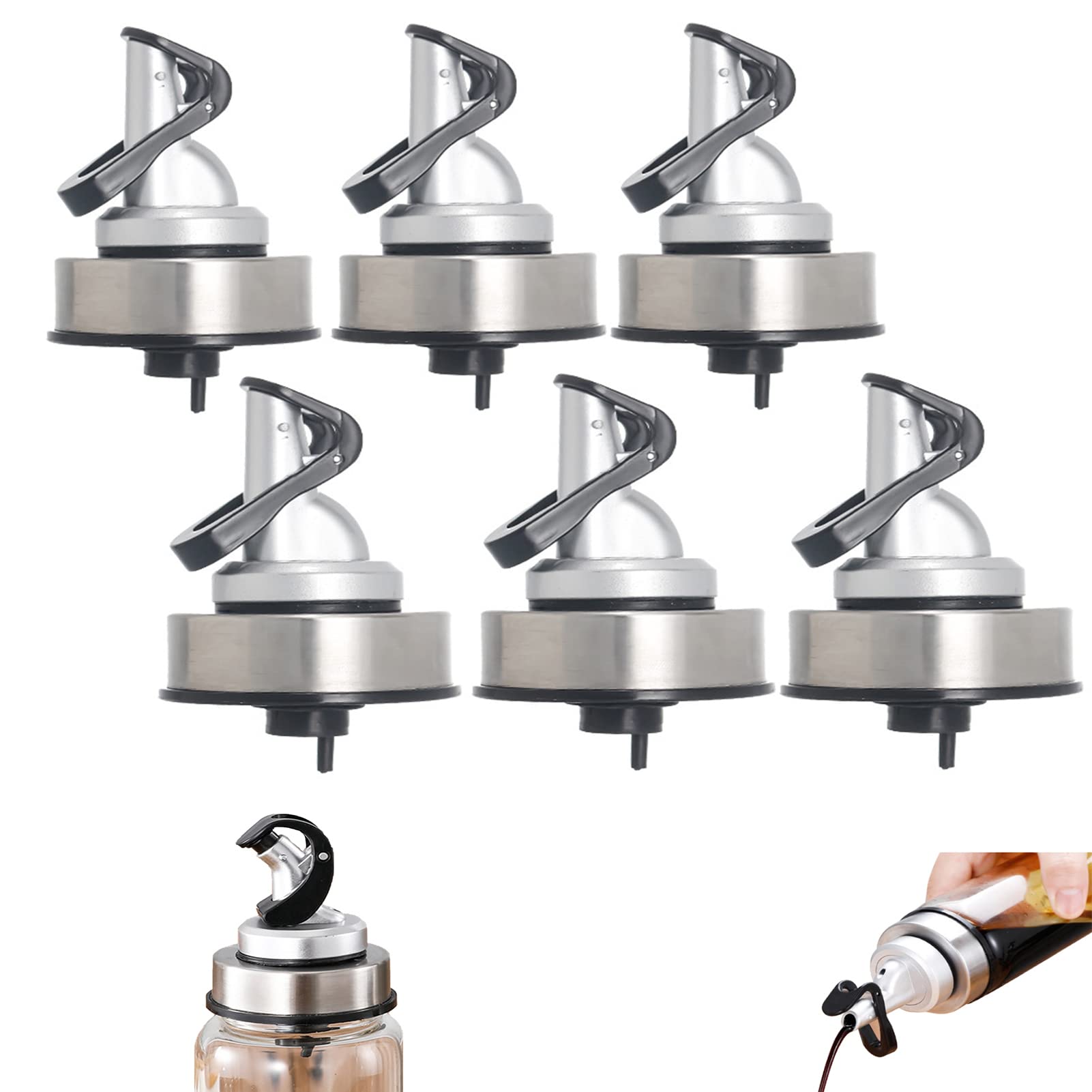 Gvolatee 6-Piece Stainless Steel Bottle Pourer Set - Conical Dispenser For Liquor, Wine, Syrup & More - View #5
