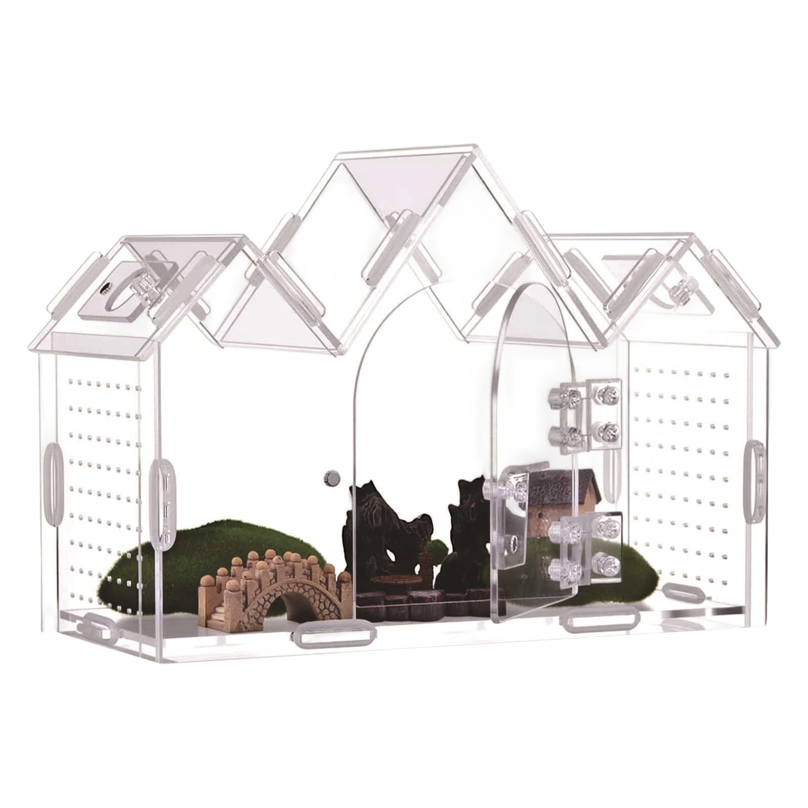 Skakunowate Terrarium Przezroczyste Akrylowe Pudełko z Magnetycznymi | Akrylowe Terrarium dla Pająków Skakunów dla Modliszek Gadów Węży Gekonów Żółwi Jaszczurek Brodatych