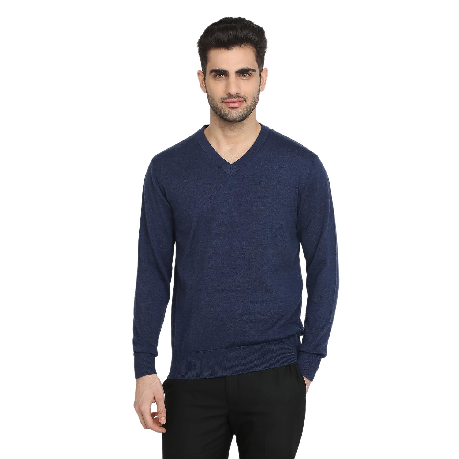 Men Regular Fit Solid Pattern Merino Wool Acrylic Blend Full Sleeve V Neck Casual Sweater-image-17