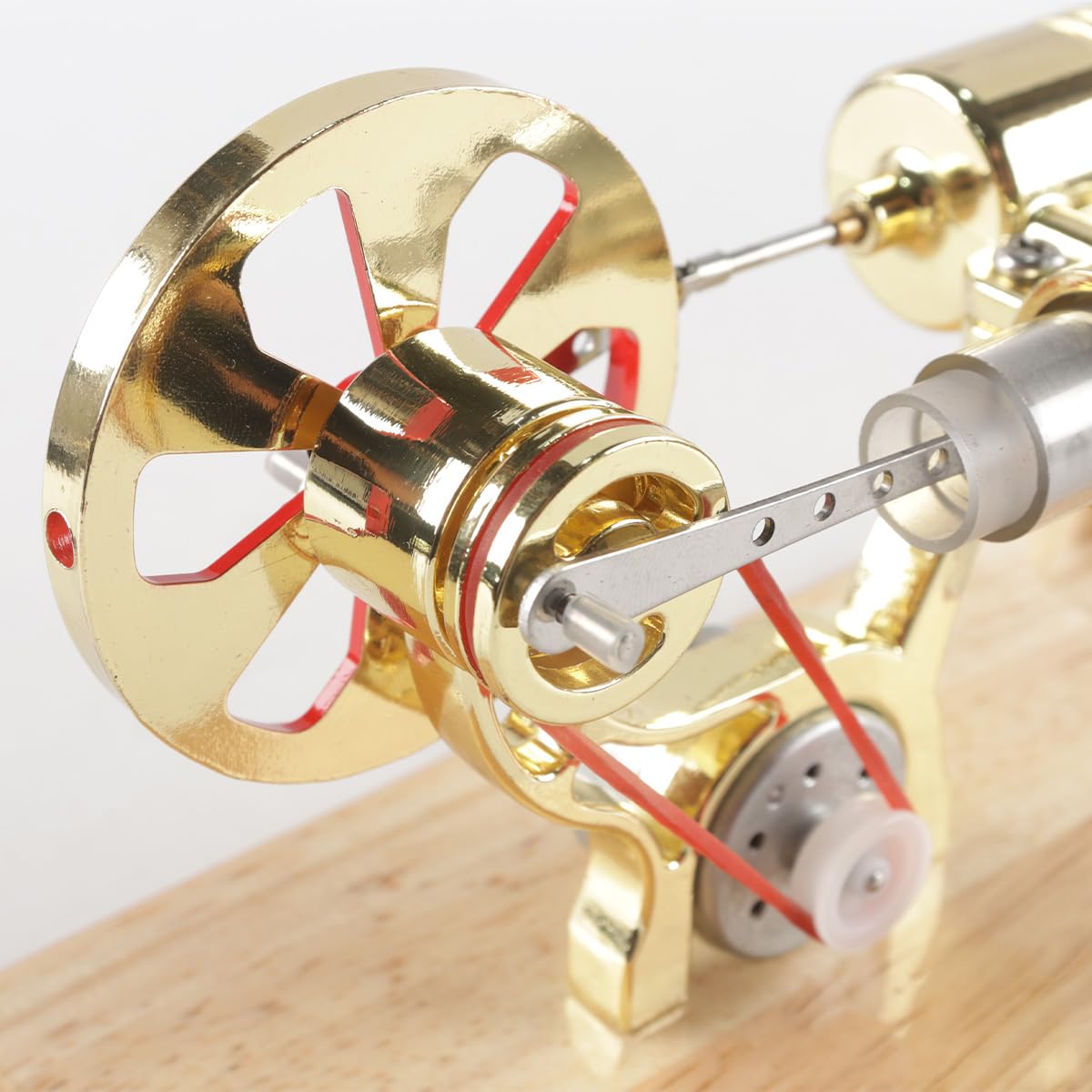 Hoite Mini Stirling Engine Generator Model Science Educational Kit, Gold Red, 8.5x16x9.5cm - Image 4