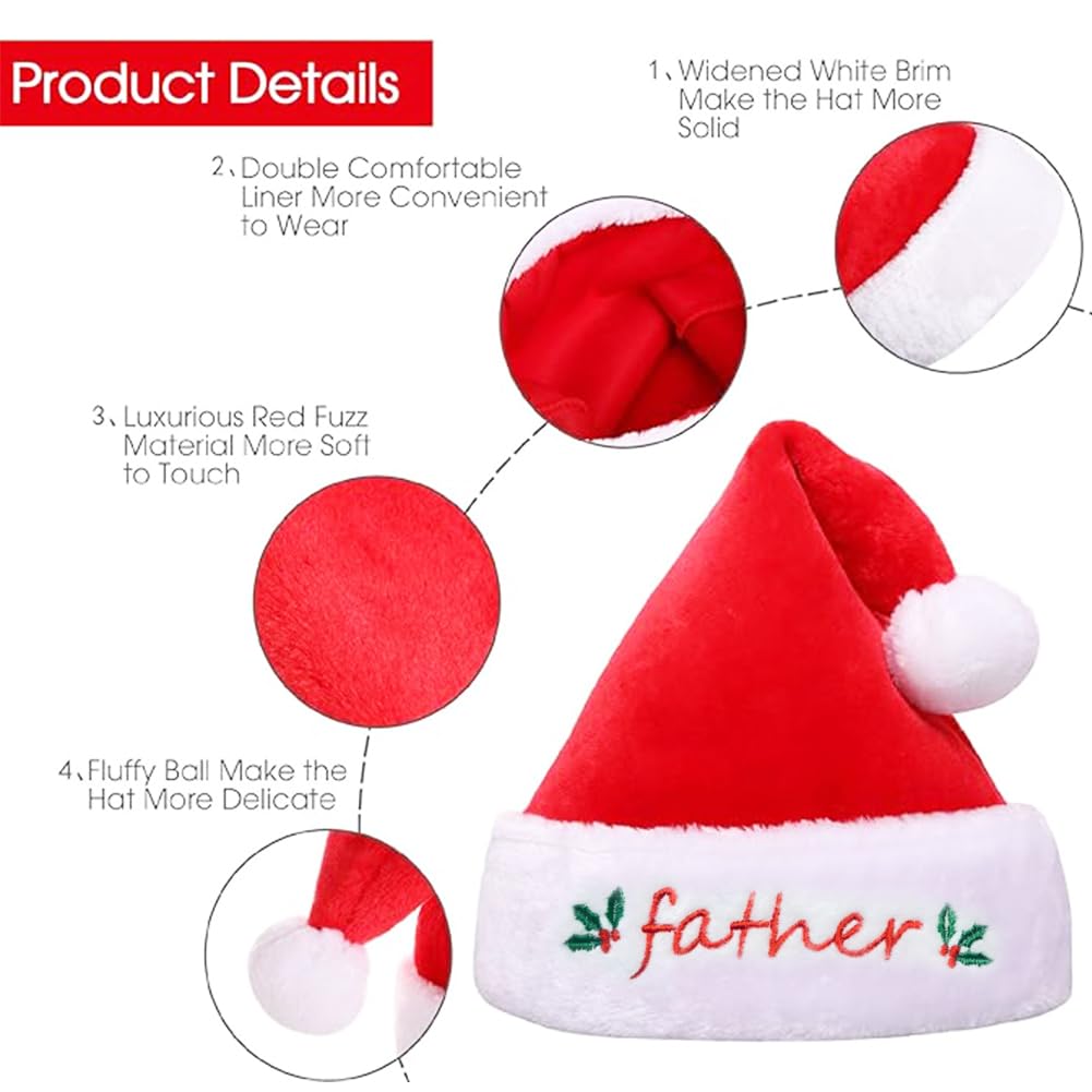 ZPSOSPZ 3pcs Santa Hat for Christmas Red Father Xmas Hat for Adults Unisex Soft Plush Classic Fur Xmas Holiday Hat - Image 3