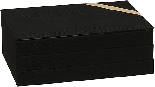 Miniatura 3 de Household Essentials Organizador de joyas negro apilables con tapa extraíble