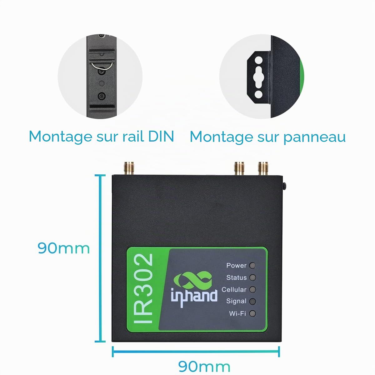 InHand Networks IR302 Routeur VPN Industriel IoT Double Carte SIM, 4G LTE Cat 4, Antenne Externe, Wi-FI, Géré Via Plateforme Cloud Compatible Toute SIM opérateurs, WLAN Camping Car Caravane Bateau