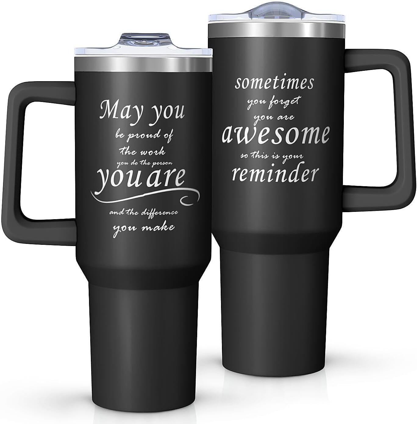 Sometimes You Forget You’re Awesome Gifts,40oz Tumbler With Handle And Straw,For Men And Women Thank Dad,Mom,Husband,Wife,Coworker, Best Friend,Stainless Steel Cup,Travel Coffee Mug Water Bottle