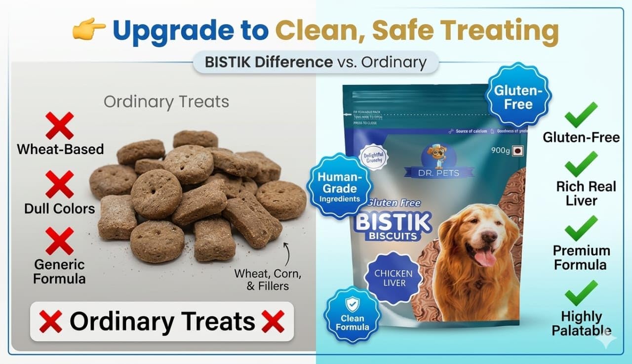 Dr. Pets 900g Bistik Dog Biscuits Chicken Liver Flavour | Gluten Free Crunchy Treats for Puppies & Adult Dogs | Daily Training & Reward Snacks 1
