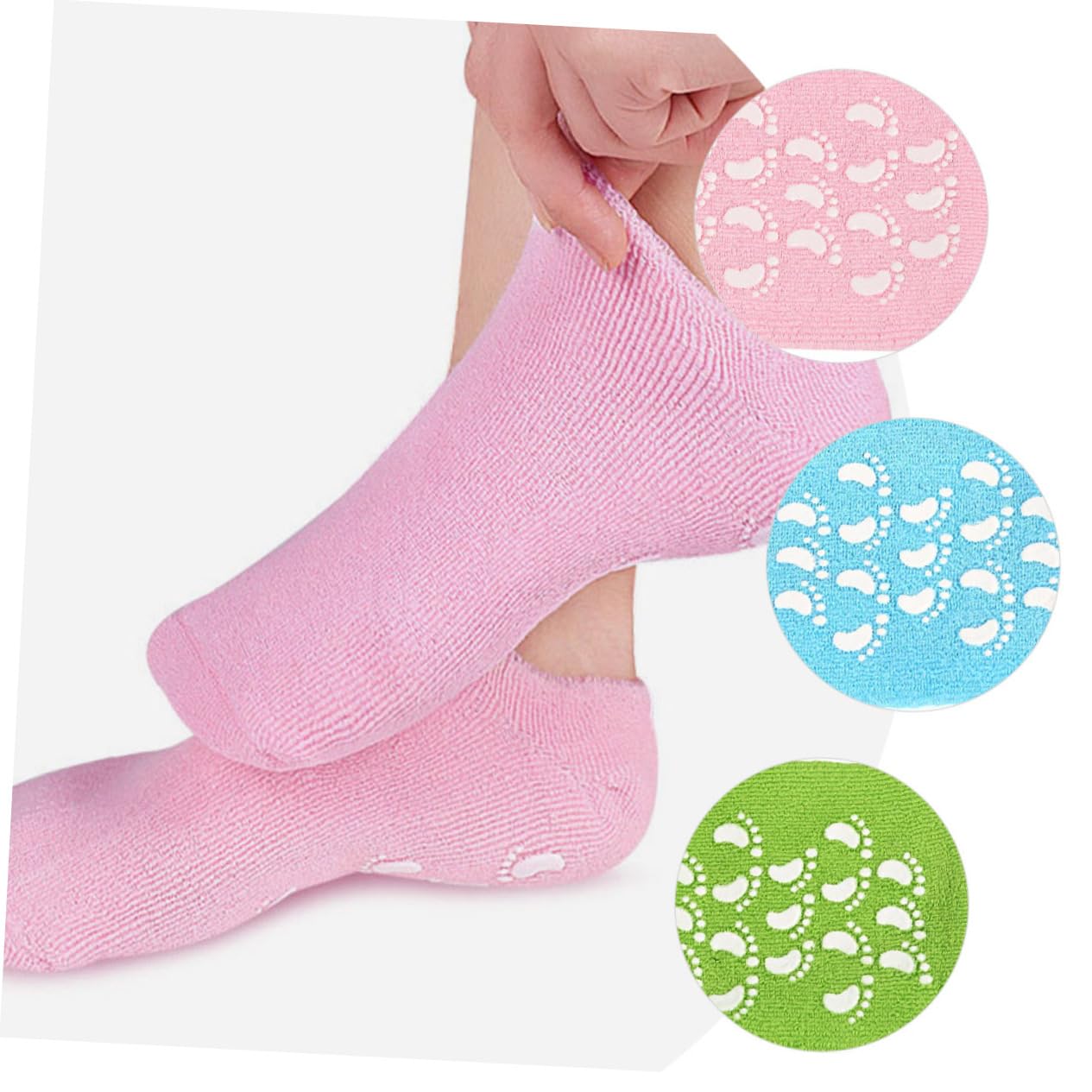 GALPADA Calcetines Hidratantes 3 Pares para Pies Aceites Esenciales de Algodón y Gel, Cómodos y Antideslizantes para Spa y Cuidado en Salones de Belleza