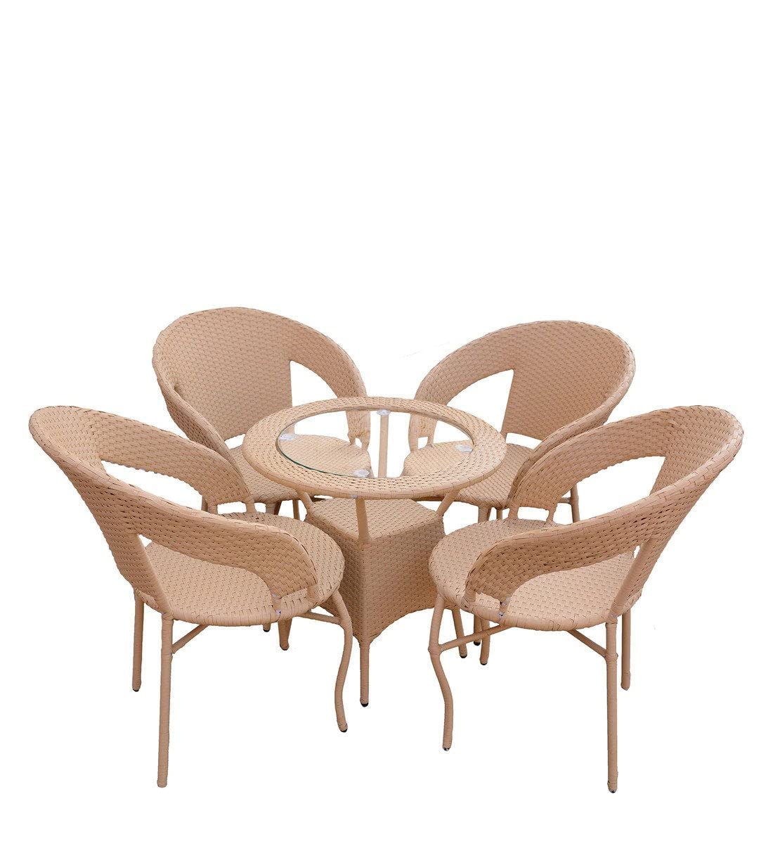 OMANSH 4+1 Outdoor Indoor Patio Furniture Sets Rattan Chair Patio Set Wicker Conversation Set Poolside Lawn Chairs Swing Area Balcony Outdoor Garden Furniture (Honey)-image-42