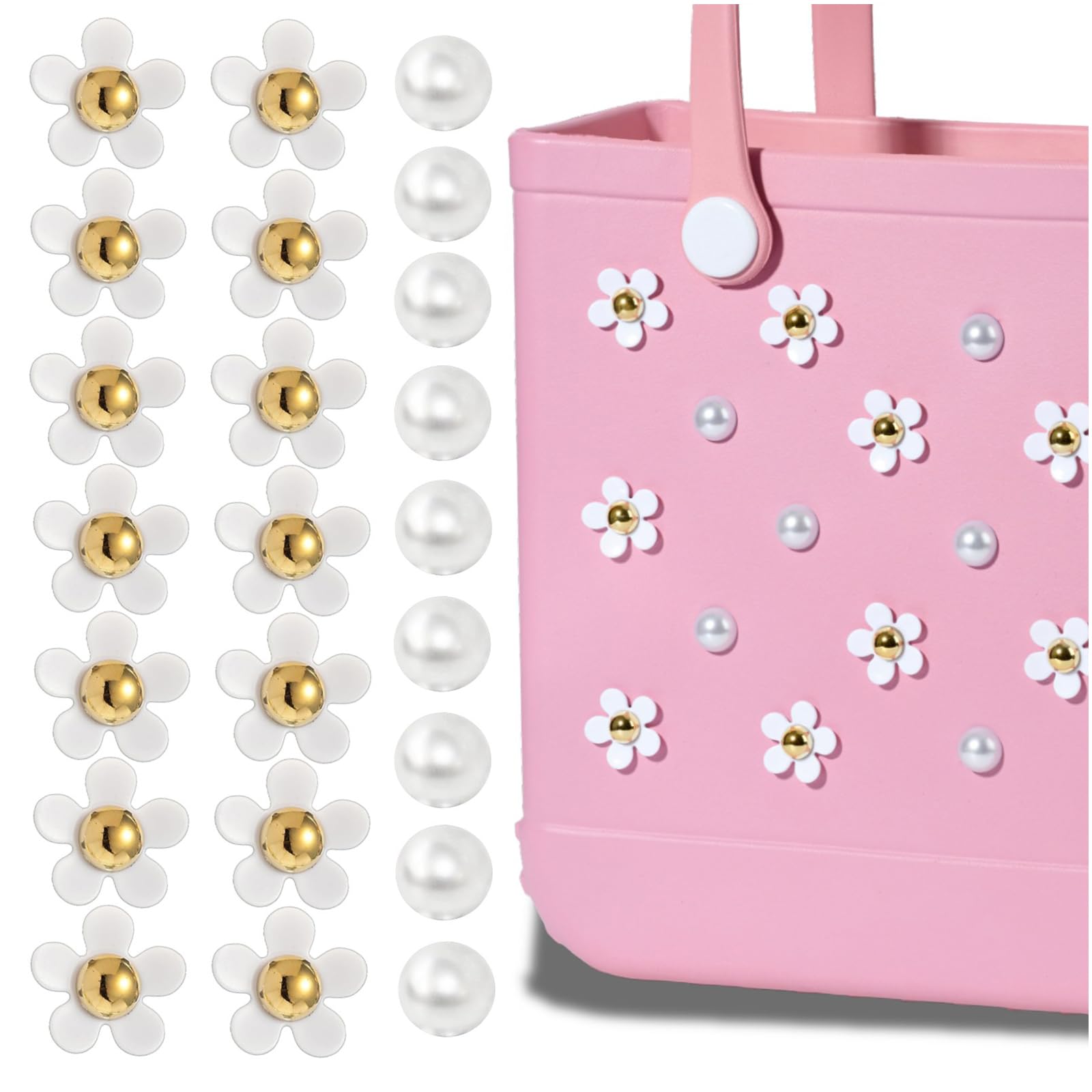 Mon Caramel Resin Beach Bag Accessories Charms,Resin Beach Totes Accessories Inserts,Daisy Flower Bag Charms