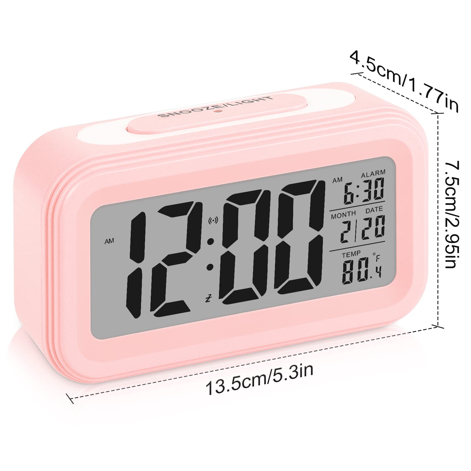 Sarsumir Sveglia Digitale Risveglio Digitale Risveglio Mattina Silenziosa e Intelligente a Batterie con LED Risveglio Luminoso con Funzione Snooze Data Temperatura per Bambino Adolescente Ragazza