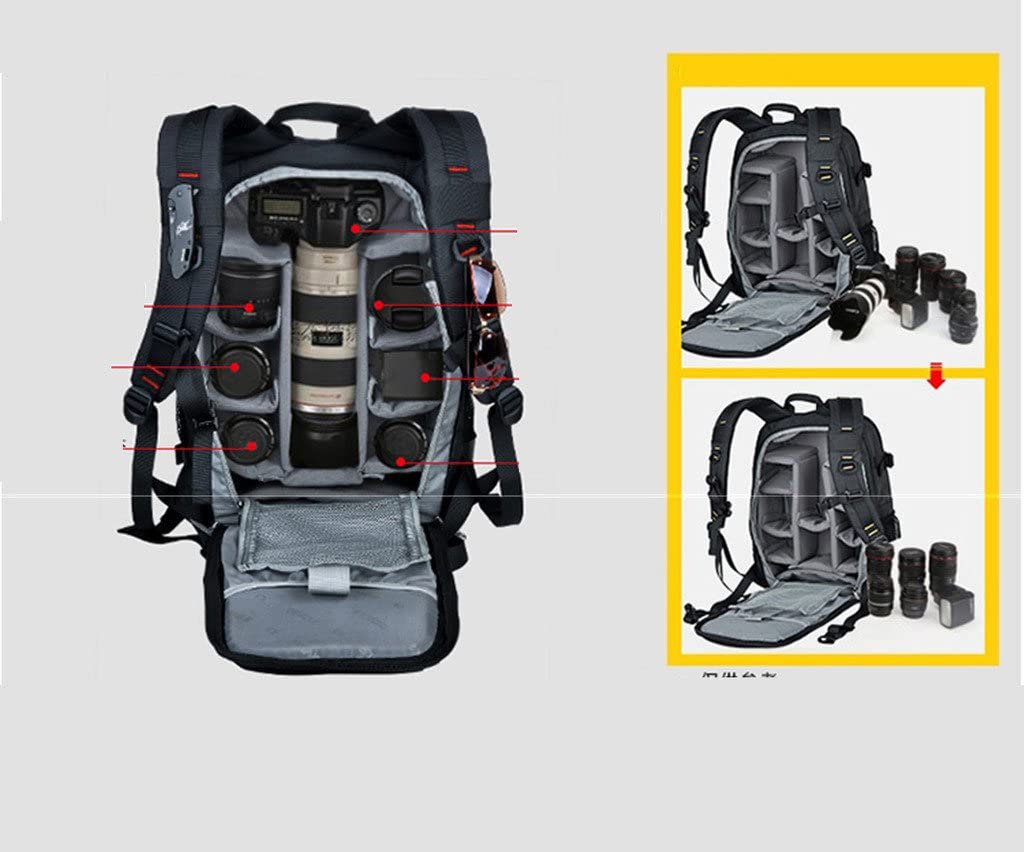 YUHAN Oxford Large Capacity Multi-function Waterproof Anti-shock SLR/DSLR Gadget Camera Bag Professional Gear Photography Travel Backpack Rucksack