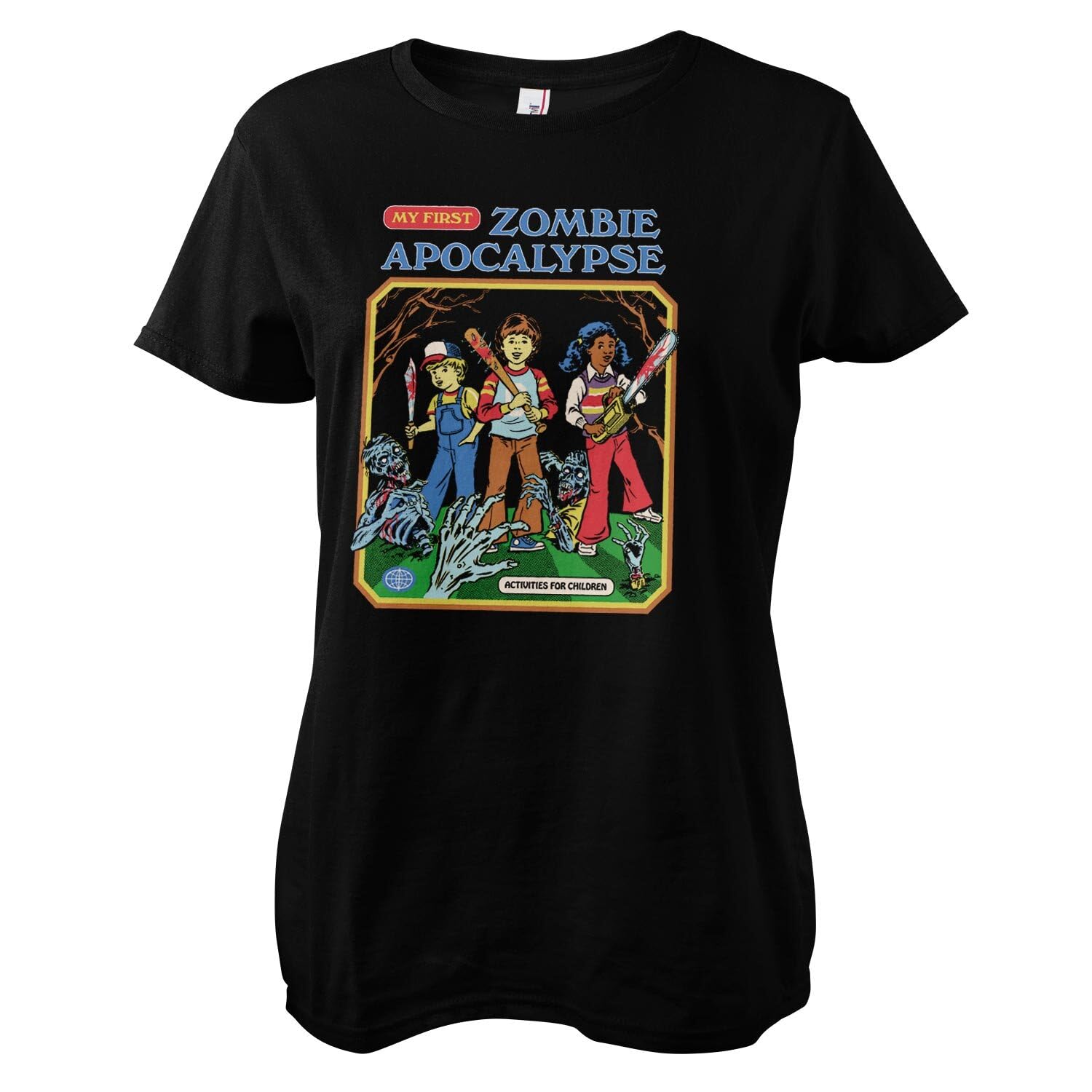Steven Rhodes Officially Licensed My First Zombie Apocalypse Women T-Shirt (Black), Large
