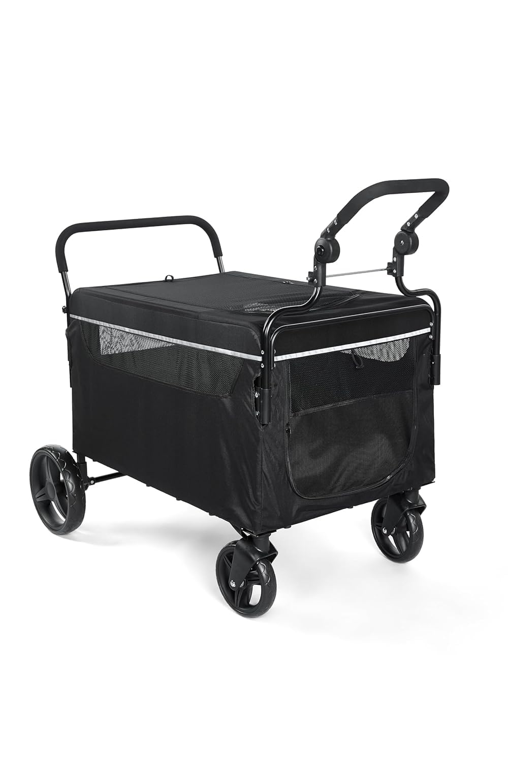 GarveeLife Passeggino per cani 2 in 1, pieghevole, per cani e gatti di grandi dimensioni e medie dimensioni, con finestre a rete, supporto per bevande, manico regolabile e ruote a 360°, fino a 50 kg