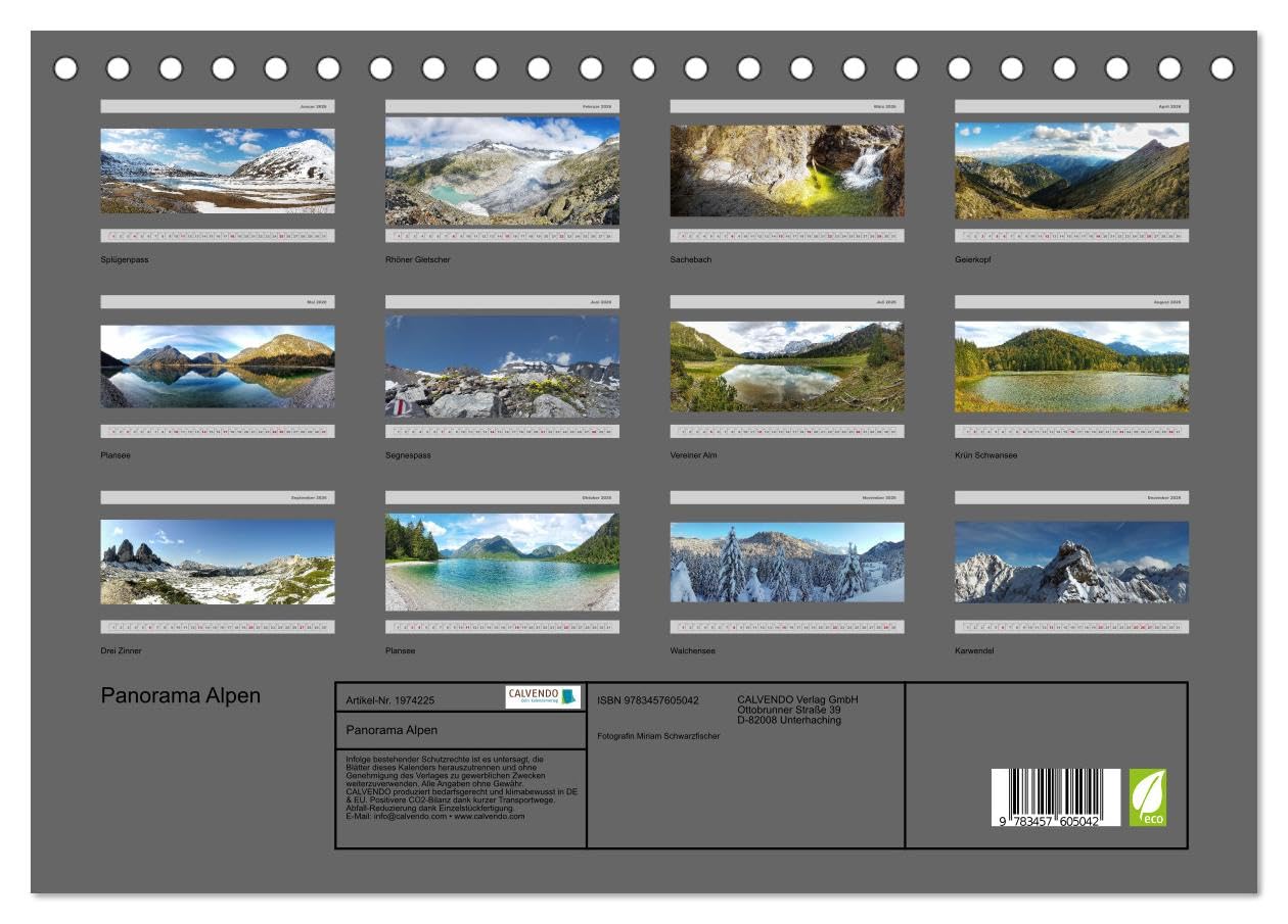 Panorama Alpen (Tischkalender 2026 DIN A5 quer), CALVENDO Monatskalender: Die Alpen im Panorma Blick