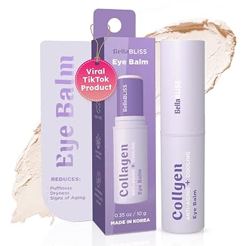 Bella Bliss Collagen Eye Balm Stick for Dark Circles, Puffiness & Wrinkles Cooling Under Eye Cream with Collagen, Anti-Aging & Hydrating Formula Made in Korea - 0.35 oz / 10 g - Pack of 1