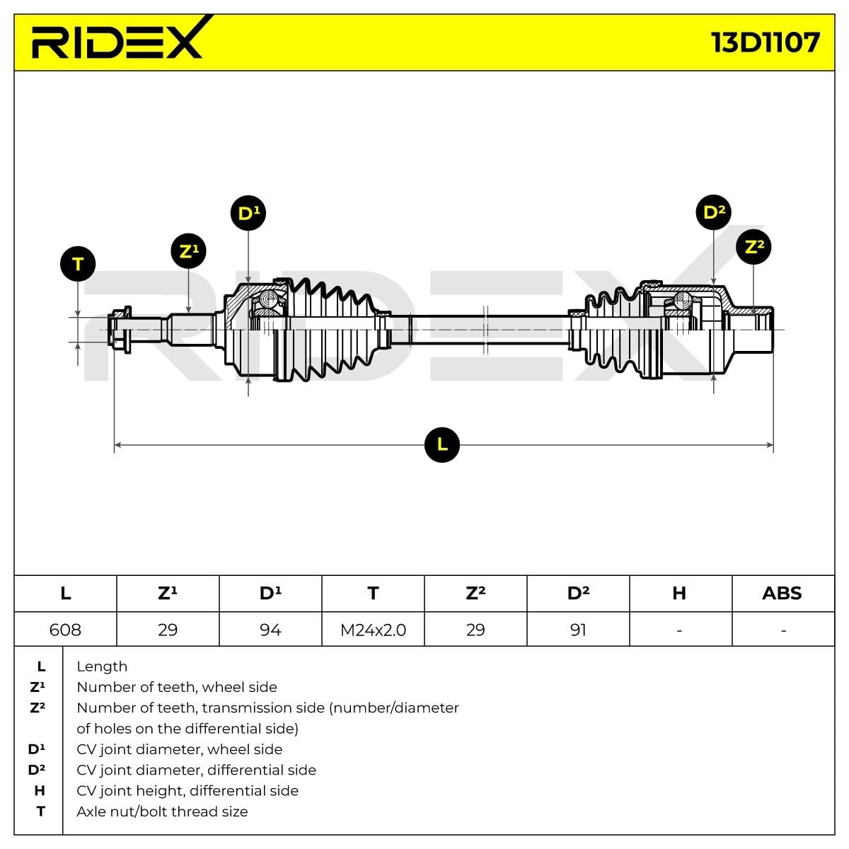 RIDEX 13D1107 Semiasse Anteriore Destra Compatibilità con JEEP GRAND CHEROKEE III WH, WK
