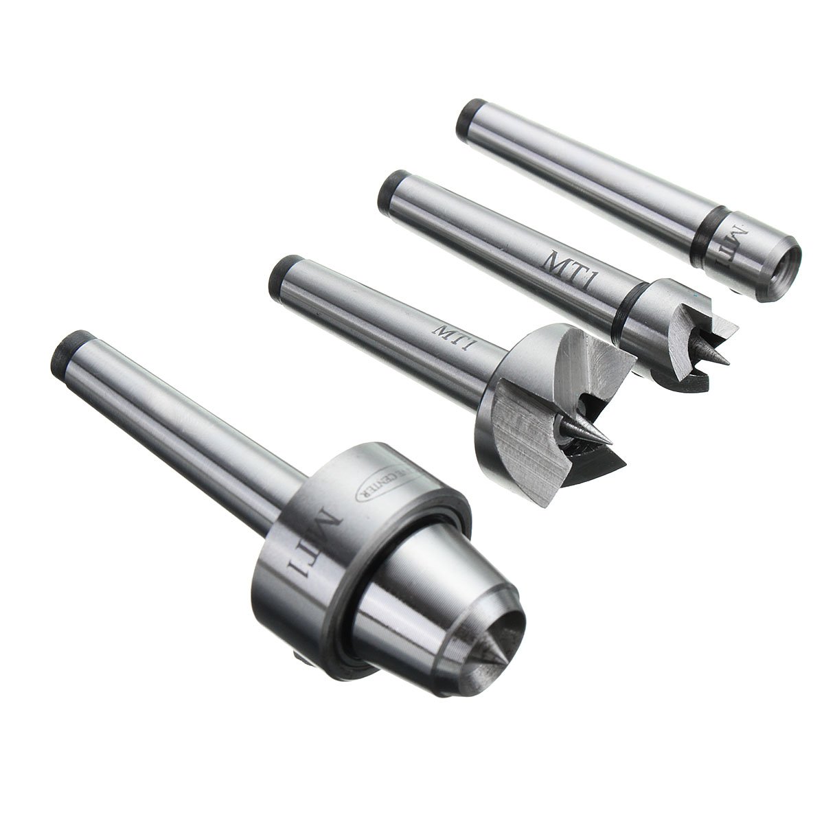 4 Pcs MT1 Wood Lathe Live Center And Drive Spur Cup MT1 Arbor with Wooden Casey Equipment Sets