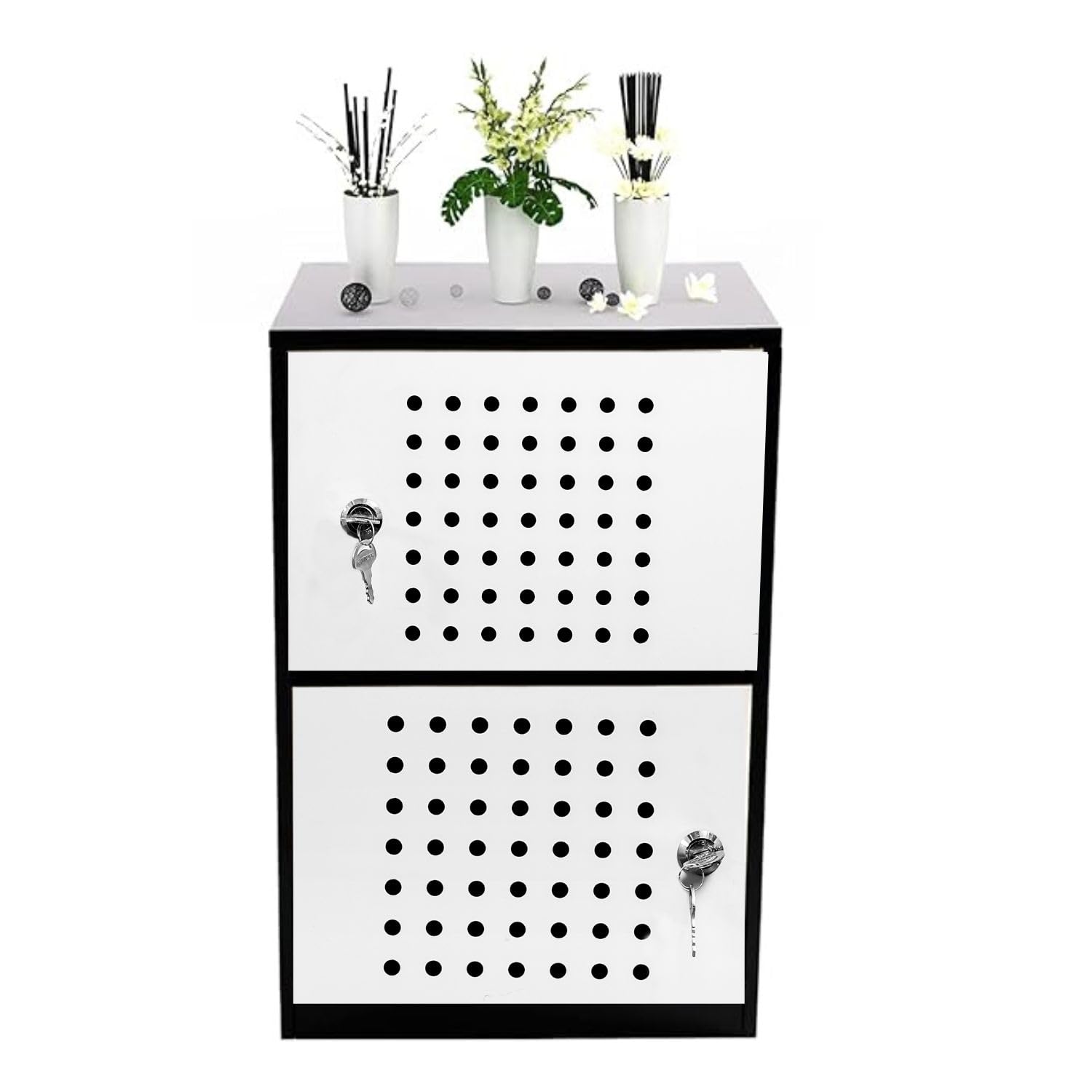 Multi-Purpose Modular Storage Box with Lock for Clothes, Kitchen, Room Metal Locker, Organizer for Office, Gym, School, Kids|Stackable Rack, Space-Saving Small Storage Wardrobe Cabinet (2 Door)-image-23